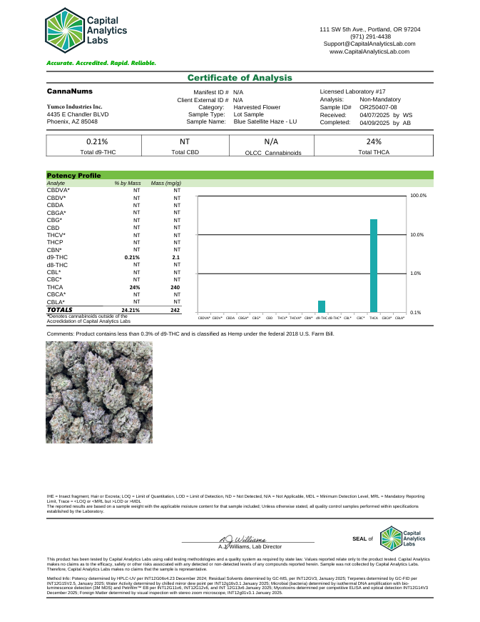Lucky’s Premium THCA Pre-Roll (1.2G) 1-ct / Blue Satellite Haze (H)